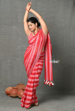 Thumbnail for Very Much Indian Designer! High Quality Pure Mul Cotton Handloom Saree - Red - Distacart
