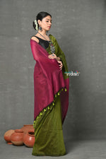 Thumbnail for Very Much Indian Tyohaar - Pure Mul Cotton Handloom Saree - Mehendi Green - Distacart