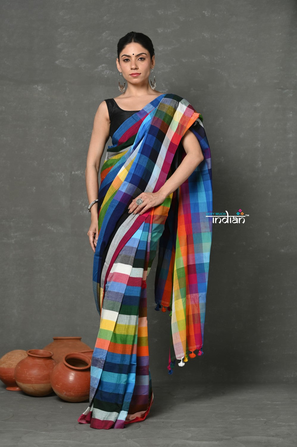Very Much Indian Tyohaar - Exclusive! Pure Cotton Handloom Saree - Dream Rainbow Saree - Distacart