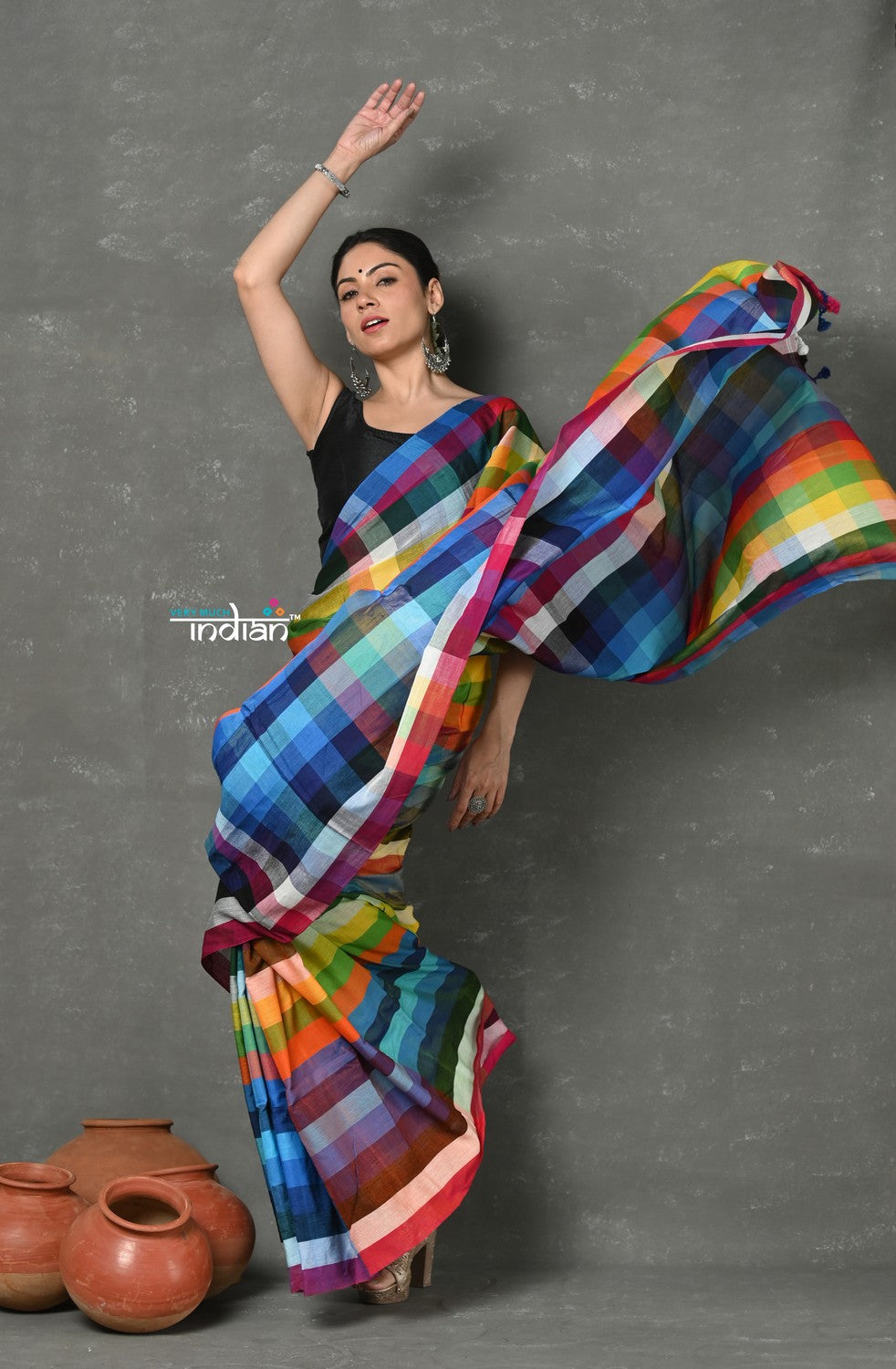 Very Much Indian Tyohaar - Exclusive! Pure Cotton Handloom Saree - Dream Rainbow Saree - Distacart