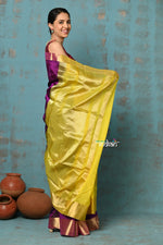 Thumbnail for Very Much Indian Prerna - Handloom Pure Chanderi Cotton Silk Saree With Golden Border - Soft Plum - Distacart