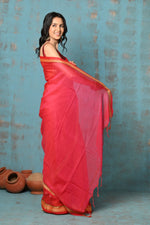 Thumbnail for Very Much Indian Tyohaar - Pure Mul Cotton Handloom Saree - Red - Distacart