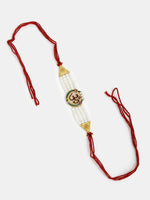 Thumbnail for NVR Women & Men Set of 2 White Pearl Bhaiya Bhabhi Rakhi With Roli Chawal - Distacart
