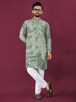 Thumbnail for Anaita Green Chikankari Work Viscose Rayon Straight Kurta - Distacart