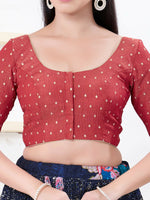 Thumbnail for Joban Fashion Red Tissue Elbow Sleeveless Front Open Blouse