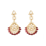 Thumbnail for Nuyug 22K Gold Plated Serenoor Ruby Kundan Chandbali Earrings
