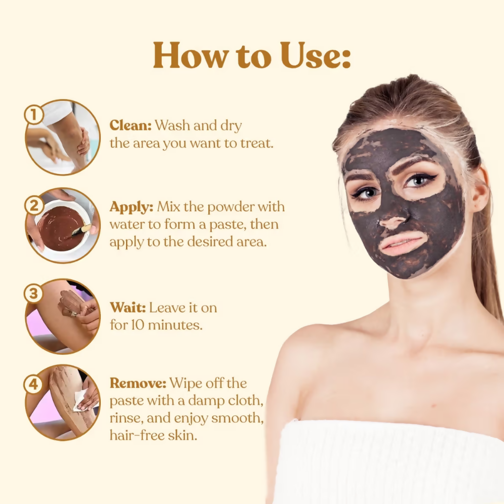 Wipness Natural Chocolate Facial Hair Removal Powder - Dista