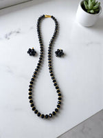 Thumbnail for Inhanns Crystal Bloom – Single Line Necklace + Studs - Dark Black - Distacart
