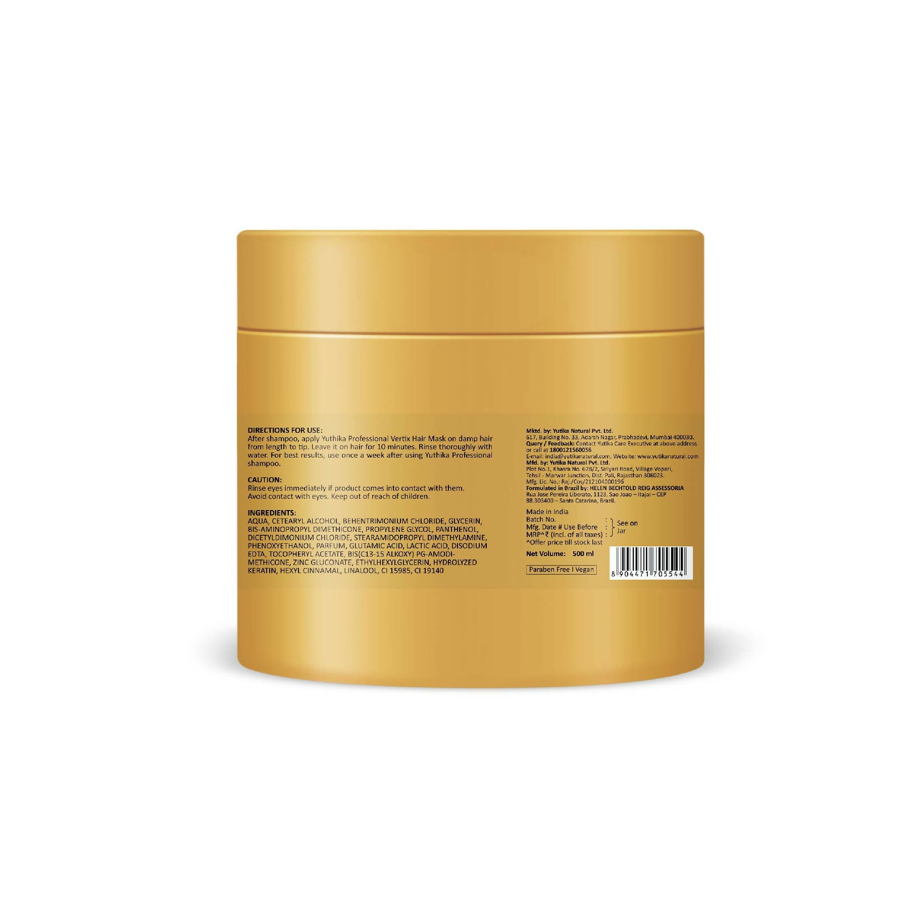 Yuthika Professional Vertix Hydrolyzed Keratin Hair Mask For Women & Men - Distacart
