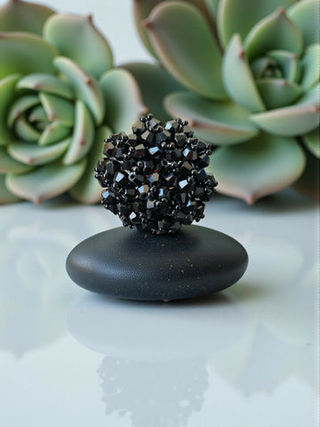 Inhanns Rang-E-Roshan Adjustable Ring – Handmade Crystal Statement Ring - Black - Distacart