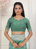 Thumbnail for Astita Linen Cotton Rama Green Saree