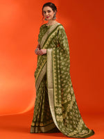 Thumbnail for NOZ2TOZ Women's Cotton Silk Olive Printed Designer Saree With Blouse Piece - Distacart