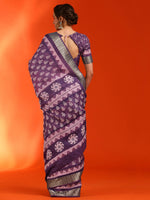 Thumbnail for NOZ2TOZ Women's Cotton Silk Violet Printed Designer Saree With Blouse Piece - Distacart