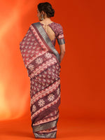 Thumbnail for NOZ2TOZ Women's Cotton Silk Brown Printed Designer Saree With Blouse Piece - Distacart