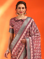 Thumbnail for NOZ2TOZ Women's Cotton Silk Brown Printed Designer Saree With Blouse Piece - Distacart