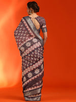 Thumbnail for NOZ2TOZ Women's Cotton Silk Burgundy Printed Designer Saree With Blouse Piece - Distacart