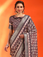 Thumbnail for NOZ2TOZ Women's Cotton Silk Burgundy Printed Designer Saree With Blouse Piece - Distacart