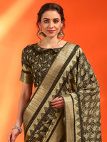 Thumbnail for NOZ2TOZ Women's Cotton Silk Olive Printed Designer Saree With Blouse Piece - Distacart