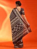 Thumbnail for NOZ2TOZ Women's Silk Blend Brown Printed Designer Saree With Blouse Piece - Distacart