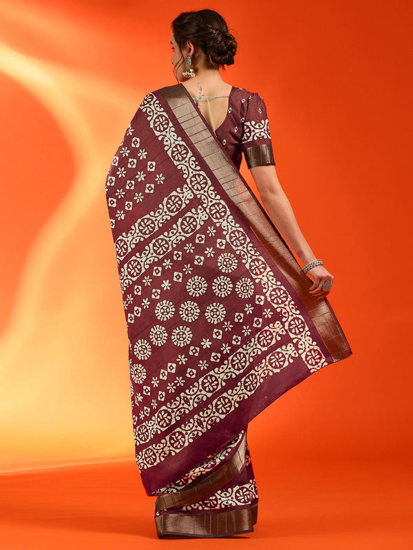 NOZ2TOZ Women's Silk Blend Pink Printed Designer Saree With Blouse Piece - Distacart