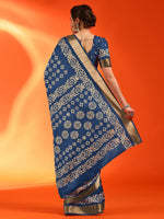 Thumbnail for NOZ2TOZ Women's Silk Blend Blue Printed Designer Saree With Blouse Piece - Distacart