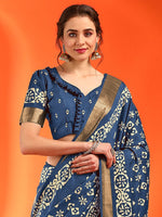 Thumbnail for NOZ2TOZ Women's Silk Blend Blue Printed Designer Saree With Blouse Piece - Distacart