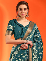 Thumbnail for NOZ2TOZ Women's Silk Blend Teal blue Printed Designer Saree With Blouse Piece - Distacart