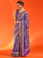 Thumbnail for NOZ2TOZ Women's Silk Blend Magenta Printed Designer Saree With Blouse Piece - Distacart