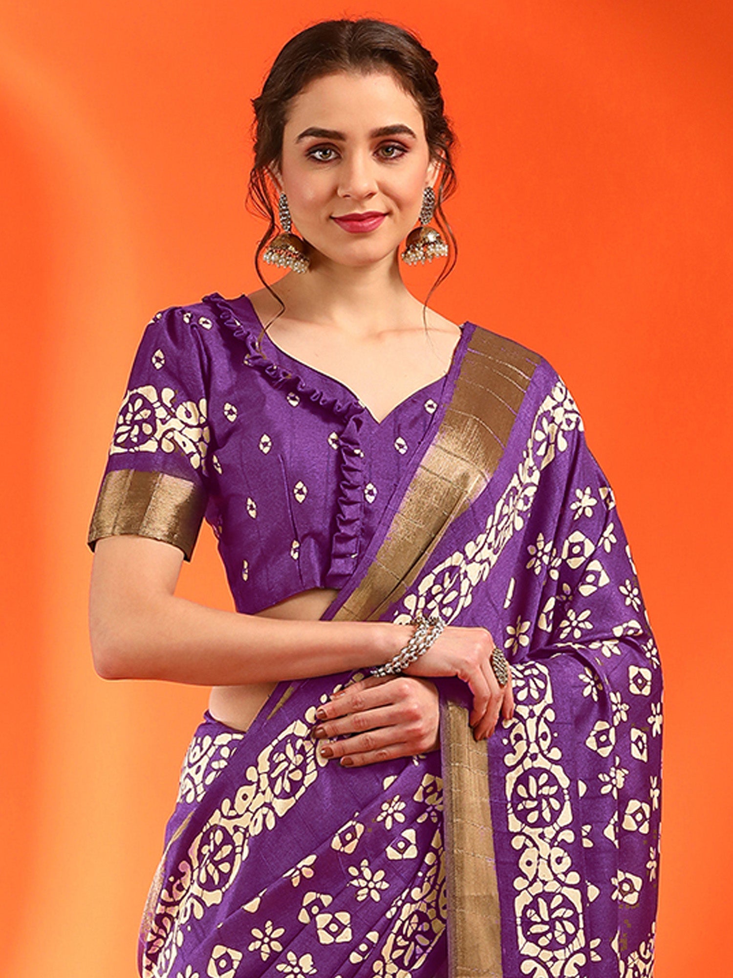 NOZ2TOZ Women's Silk Blend Magenta Printed Designer Saree With Blouse Piece - Distacart