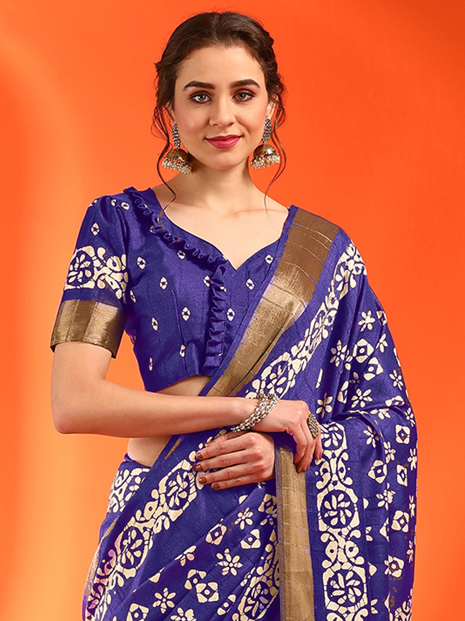 NOZ2TOZ Women's Silk Blend Purple Printed Designer Saree With Blouse Piece - Distacart