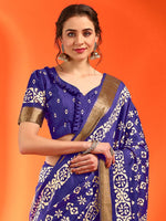 Thumbnail for NOZ2TOZ Women's Silk Blend Purple Printed Designer Saree With Blouse Piece - Distacart