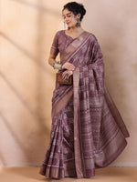 Thumbnail for NOZ2TOZ Women's Silk Blend Mauve Printed Designer Saree With Blouse Piece - Distacart