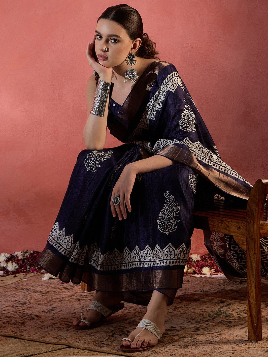 NOZ2TOZ Women's Silk Blend Purple Printed Designer Saree With Blouse Piece - Distacart