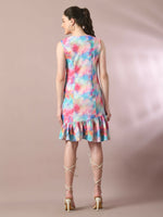 Thumbnail for Myshka Women's Multi Printed Round Neck Fit and Flare Party Dress - Distacart