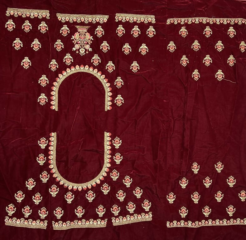 Jyoti Fashion Women's Maroon Velvet Multi Thread Embroidered with Zircon Diamond Wedding Lehenga Choli - Distacart
