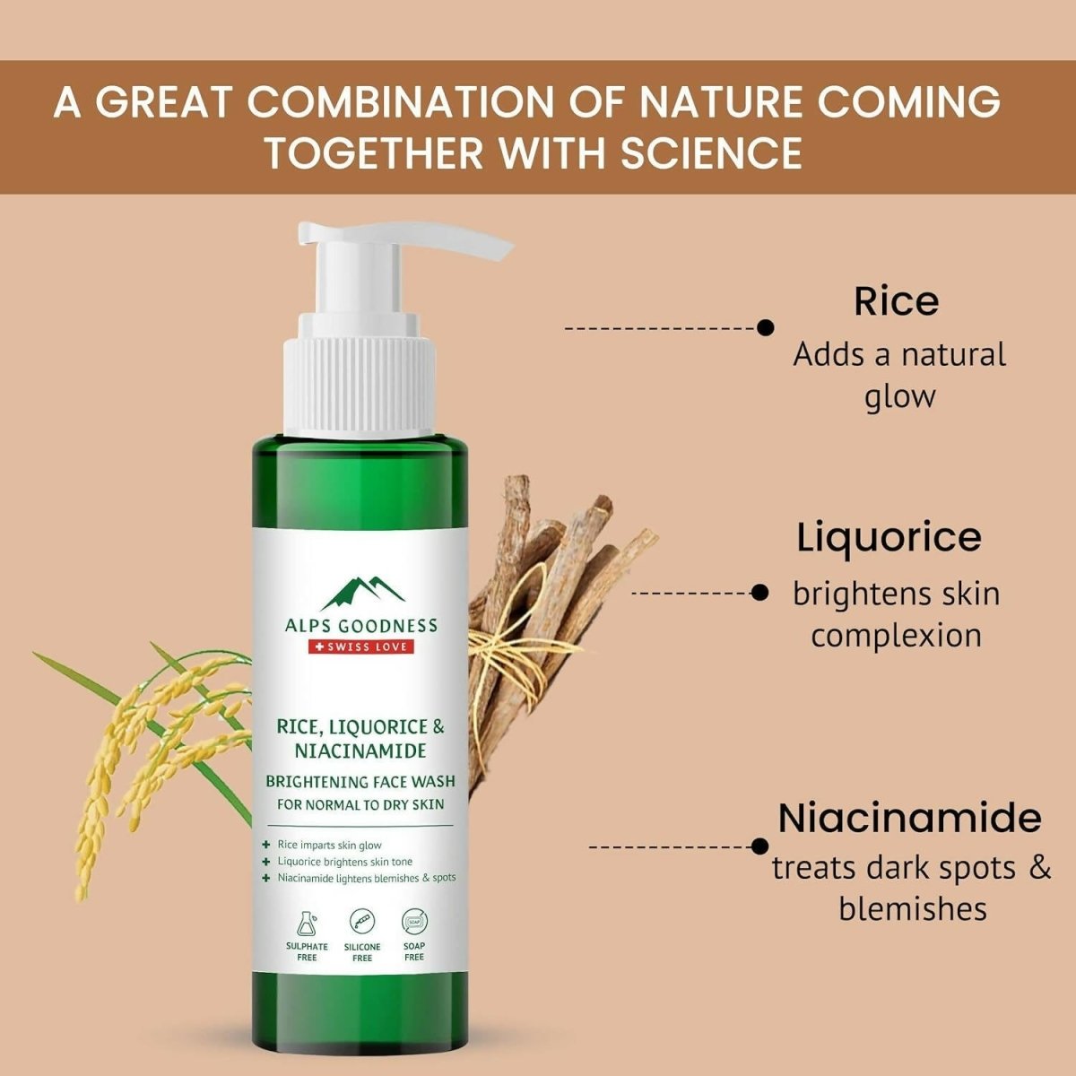 Alps Goodness Rice, Liquorice & Niacinamide Brightening Facewash - Distacart