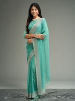 Thumbnail for kasee Floral Embroidered Beads and Stones Pure Georgette Saree - Distacart