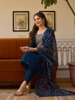 Thumbnail for The52 Viscose Chanderi Fabric Straight Kurta, Pant and Dupatta Set