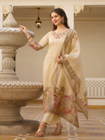 Thumbnail for The52 Viscose Assam Silk Fabric Straight Kurta, Pant and Dupatta Set