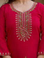 Thumbnail for The52 Beautiful Viscose Chanderi Fabric Straight Kurta, Pant and Dupatta Set