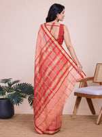Thumbnail for Mitera Checked Zari Saree With Unstitched Blouse