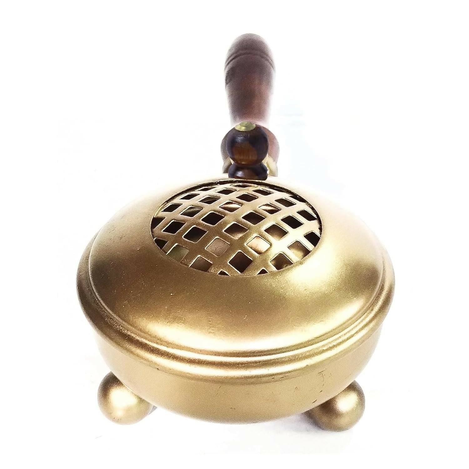 Not Available Handcrafted Metal Dhoop Dani Incense Burner - Golden Color - Dista