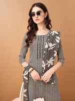 Thumbnail for Embroidered & Printed Kurta With Pant & Printed Dupatta, Black - Hiral Fashion - Distacart