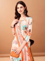 Thumbnail for Embroidered & Printed Kurta With Pant & Printed Dupatta, Orange - Hiral Fashion - Distacart