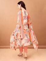 Thumbnail for Embroidered & Printed Kurta With Pant & Printed Dupatta, Orange - Hiral Fashion - Distacart