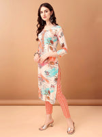 Thumbnail for Embroidered & Printed Kurta With Pant & Printed Dupatta, Orange - Hiral Fashion - Distacart