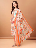 Thumbnail for Embroidered & Printed Kurta With Pant & Printed Dupatta, Orange - Hiral Fashion - Distacart