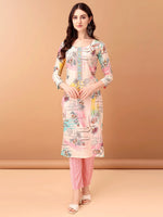 Thumbnail for Embroidered & Printed Kurta With Pant & Printed Dupatta, Pink - Hiral Fashion - Distacart