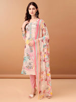 Thumbnail for Embroidered & Printed Kurta With Pant & Printed Dupatta, Pink - Hiral Fashion - Distacart