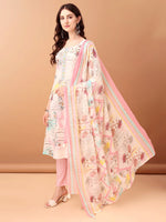 Thumbnail for Embroidered & Printed Kurta With Pant & Printed Dupatta, Pink - Hiral Fashion - Distacart